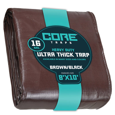 Core Tarps 8-ft x 10-ft Brown Waterproof Commercial Polyethylene 16-mil Tarp