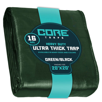 Core Tarps 20-ft x 20-ft Green Waterproof Commercial Polyethylene 16-mil Tarp