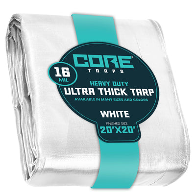 Core Tarps 20-ft x 20-ft White Waterproof Commercial Polyethylene 16-mil Tarp