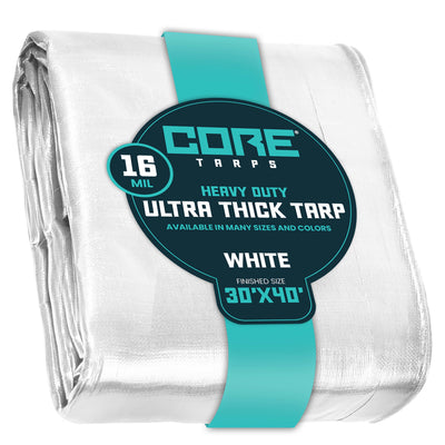 Core Tarps 30-ft x 40-ft White Waterproof Commercial Polyethylene 16-mil Tarp