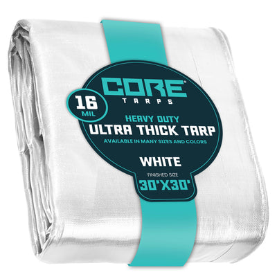 Core Tarps 30-ft x 30-ft White Waterproof Commercial Polyethylene 16-mil Tarp