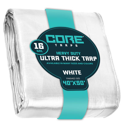 Core Tarps 40-ft x 50-ft White Waterproof Commercial Polyethylene 16-mil Tarp