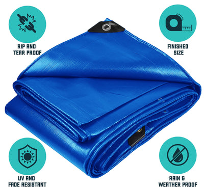 Core Tarps 25-ft x 40-ft Blue Waterproof Commercial Polyethylene 16-mil Tarp