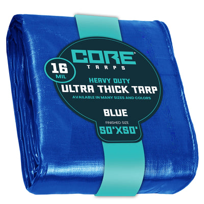 Core Tarps 50-ft x 50-ft Blue Waterproof Commercial Polyethylene 16-mil Tarp