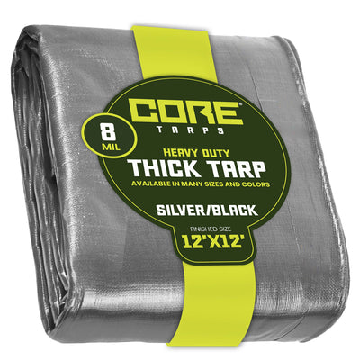 Core Tarps 12-ft x 12-ft Silver Waterproof Commercial Polyethylene 8-mil Tarp