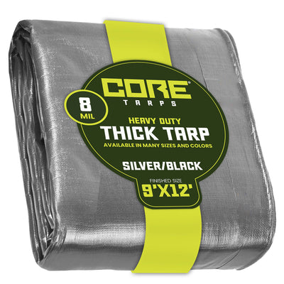 Core Tarps 9-ft x 12-ft Silver Waterproof Commercial Polyethylene 8-mil Tarp