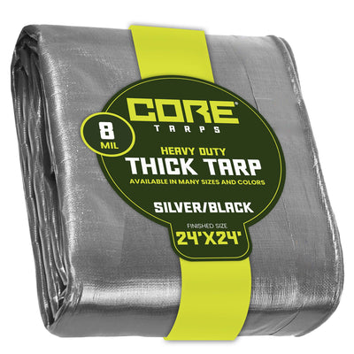 Core Tarps 24-ft x 24-ft Silver Waterproof Commercial Polyethylene 8-mil Tarp