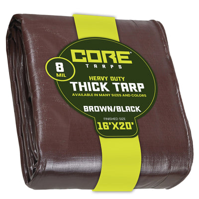 Core Tarps 16-ft x 20-ft Brown Waterproof Commercial Polyethylene 8-mil Tarp