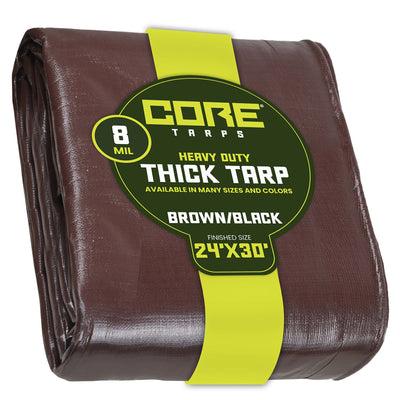 Core Tarps 24-ft x 30-ft Brown Waterproof Commercial Polyethylene 8-mil Tarp