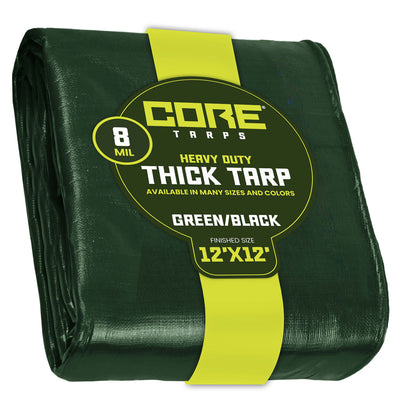 Core Tarps 12-ft x 12-ft Green Waterproof Commercial Polyethylene 8-mil Tarp