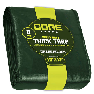 Core Tarps 10-ft x 12-ft Green Waterproof Commercial Polyethylene 8-mil Tarp