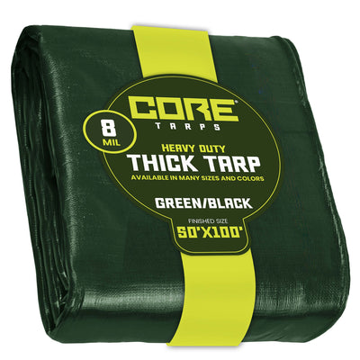 Core Tarps 50-ft x 100-ft Green Waterproof Commercial Polyethylene 8-mil Tarp