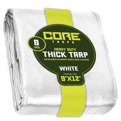 Core Tarps 9-ft x 12-ft White Waterproof Commercial Polyethylene 8-mil Tarp