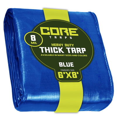 Core Tarps 6-ft x 8-ft Blue Waterproof Commercial Polyethylene 8-mil Tarp