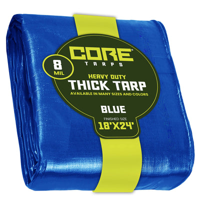 Core Tarps 18-ft x 24-ft Blue Waterproof Commercial Polyethylene 8-mil Tarp