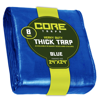 Core Tarps 24-ft x 24-ft Blue Waterproof Commercial Polyethylene 8-mil Tarp