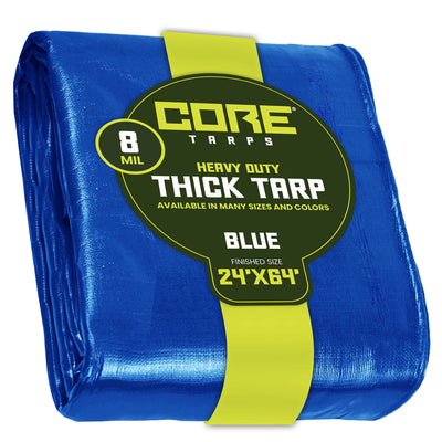 Core Tarps 24-ft x 65-ft Blue Waterproof Standard Polyethylene 8-mil Tarp