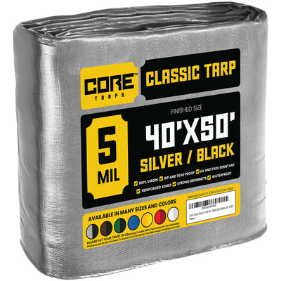 Core Tarps 40-ft x 50-ft Waterproof 5-Mil Commercial Tarps