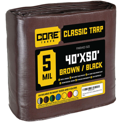 Core Tarps 40-ft x 50-ft Waterproof 5-Mil Commercial Tarps