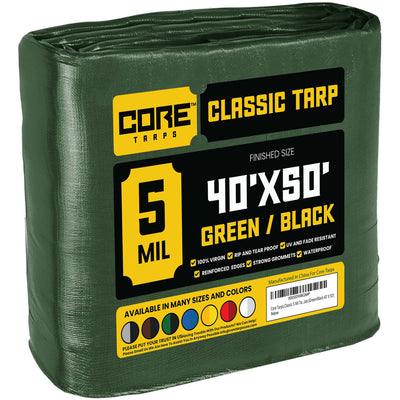 Core Tarps 40-ft x 50-ft Waterproof 5-Mil Commercial Tarps