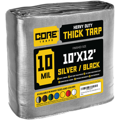 Core Tarps 10-ft x 12-ft Silver Waterproof Commercial Polyethylene 10-mil Tarp