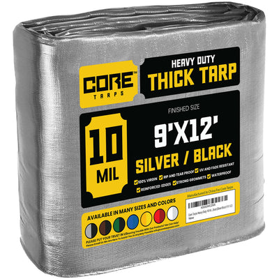 Core Tarps 9-ft x 12-ft Silver Waterproof Commercial Polyethylene 10-mil Tarp