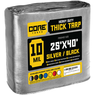 Core Tarps 25-ft x 40-ft Silver Waterproof Commercial Polyethylene 10-mil Tarp