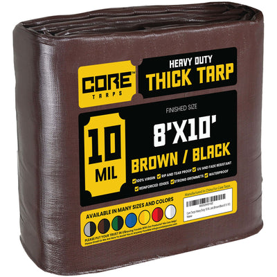 Core Tarps 8-ft x 10-ft Brown Waterproof Commercial Polyethylene 10-mil Tarp