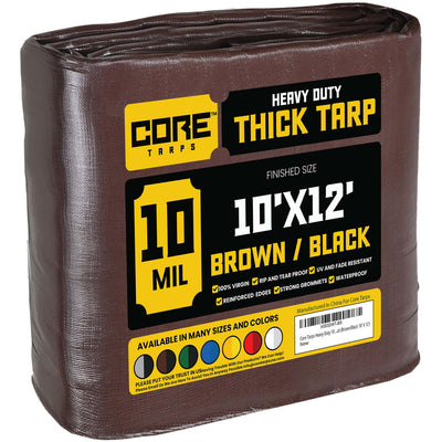 Core Tarps 10-ft x 12-ft Brown Waterproof Commercial Polyethylene 10-mil Tarp