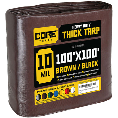 Core Tarps 100-ft x 100-ft Brown Waterproof Commercial Polyethylene 10-mil Tarp