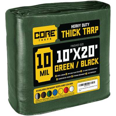 Core Tarps 10-ft x 20-ft Green Waterproof Commercial Polyethylene 10-mil Tarp