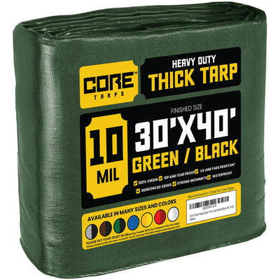 Core Tarps 30-ft x 40-ft Green Waterproof Commercial Polyethylene 10-mil Tarp