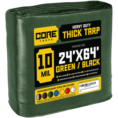 Core Tarps 24-ft x 65-ft Green Waterproof Commercial Polyethylene 10-mil Tarp