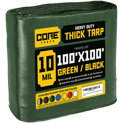 Core Tarps 100-ft x 100-ft Green Waterproof Commercial Polyethylene 10-mil Tarp