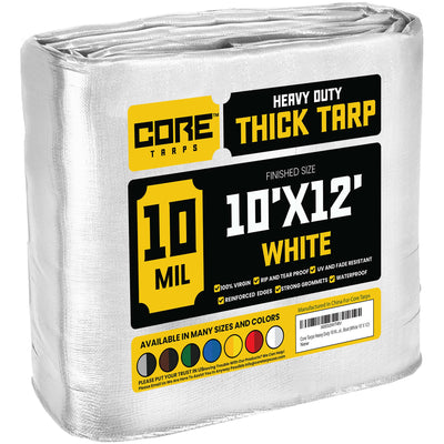 Core Tarps 10-ft x 12-ft White Waterproof Standard Polyethylene 10-mil Tarp