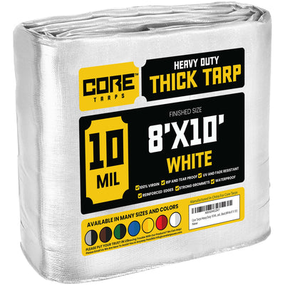 Core Tarps 8-ft x 10-ft White Waterproof Commercial Polyethylene 10-mil Tarp