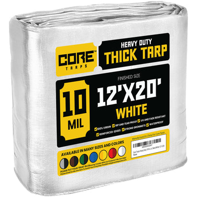 Core Tarps 12-ft x 20-ft White Waterproof Commercial Polyethylene 10-mil Tarp