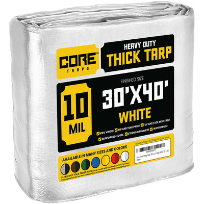 Core Tarps 30-ft x 40-ft White Waterproof Commercial Polyethylene 10-mil Tarp