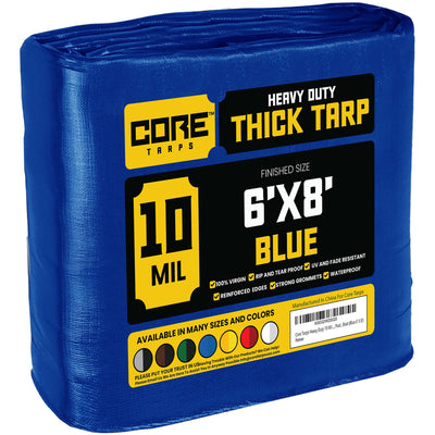 Core Tarps 6-ft x 8-ft Blue Waterproof Commercial Polyethylene 10-mil Tarp