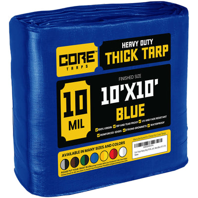 Core Tarps 10-ft x 10-ft Blue Waterproof Commercial Polyethylene 10-mil Tarp