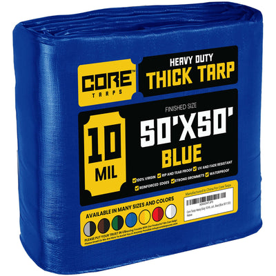 Core Tarps 50-ft x 50-ft Blue Waterproof Commercial Polyethylene 10-mil Tarp