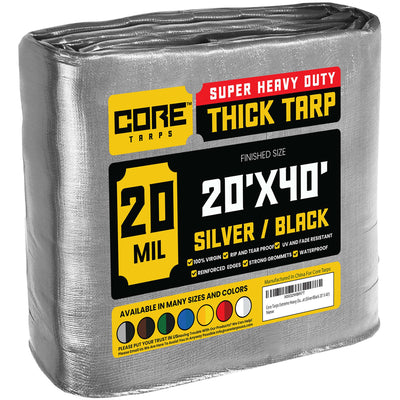 Core Tarps 20-ft x 40-ft Silver Waterproof Commercial Polyethylene 20-mil Tarp