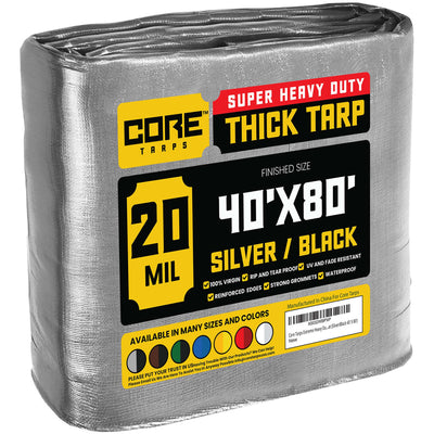 Core Tarps 40-ft x 80-ft Silver Waterproof Commercial Polyethylene 20-mil Tarp