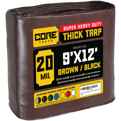 Core Tarps 9-ft x 12-ft Brown Waterproof Commercial Polyethylene 20-mil Tarp