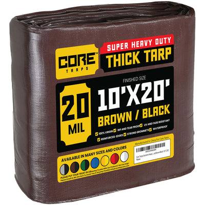 Core Tarps 10-ft x 20-ft Brown Waterproof Commercial Polyethylene 20-mil Tarp