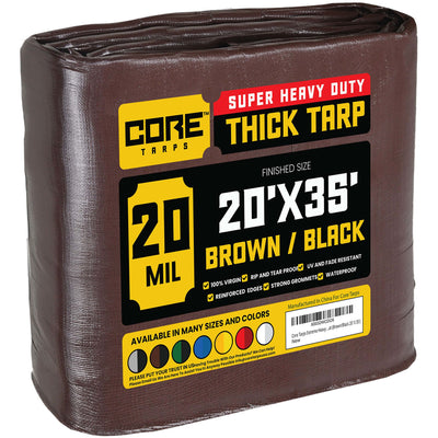 Core Tarps 20-ft x 35-ft Brown Waterproof Commercial Polyethylene 20-mil Tarp