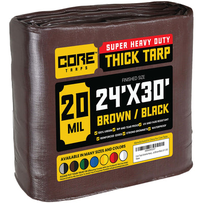 Core Tarps 24-ft x 30-ft Brown Waterproof Commercial Polyethylene 20-mil Tarp