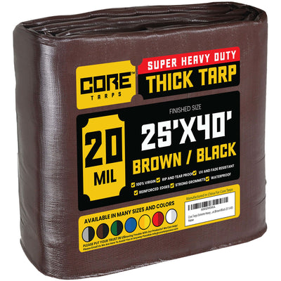 Core Tarps 25-ft x 40-ft Brown Waterproof Commercial Polyethylene 20-mil Tarp