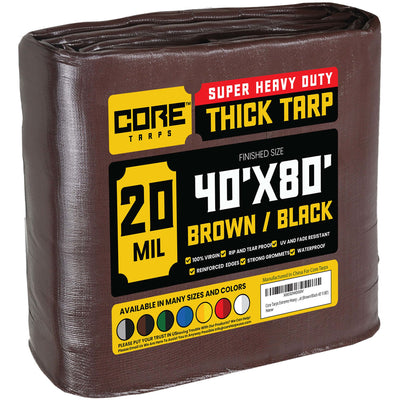 Core Tarps 40-ft x 80-ft Brown Waterproof Commercial Polyethylene 20-mil Tarp