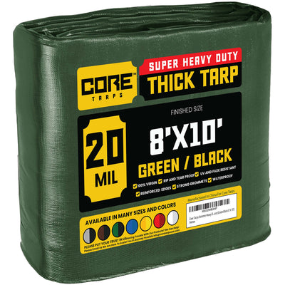 Core Tarps 8-ft x 10-ft Green Waterproof Commercial Polyethylene 20-mil Tarp